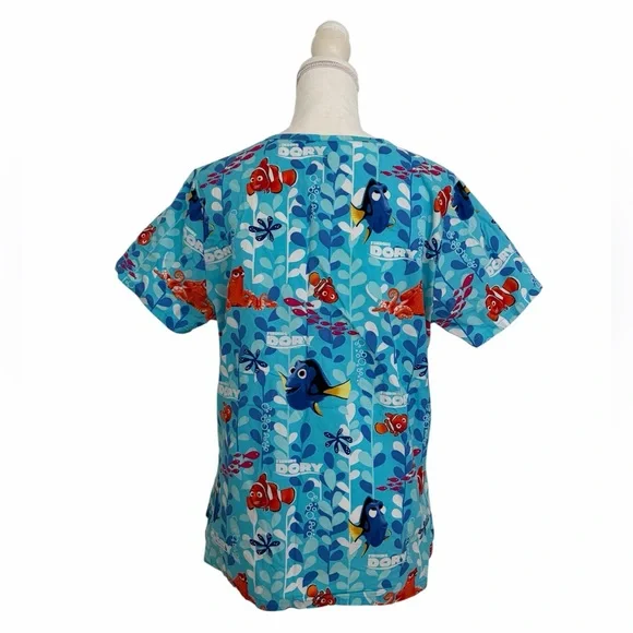 Disney Pixar Finding Dory Nursing Medical Scrub Top Women’s Medium - Picture 2 of 5